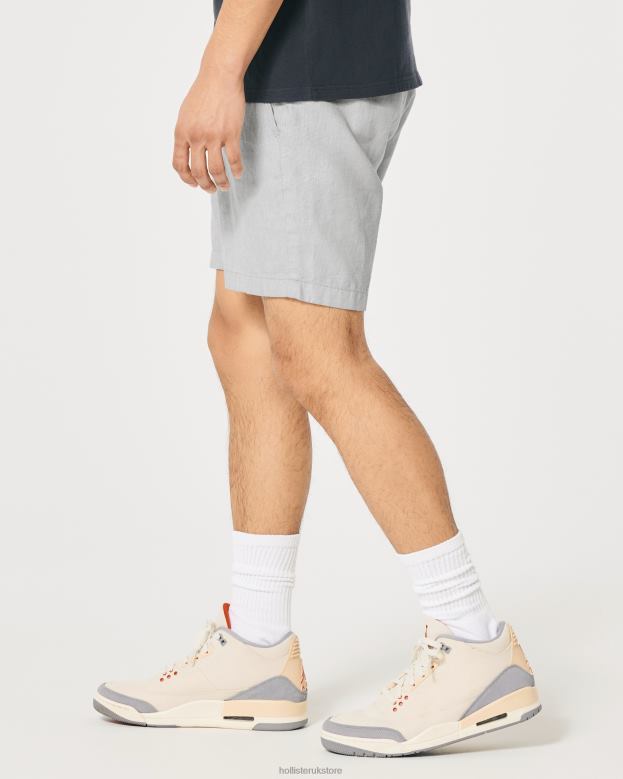 Bottoms Hollister Men Linen Blend Jogger Shorts 7\\ 488201106 Light Grey